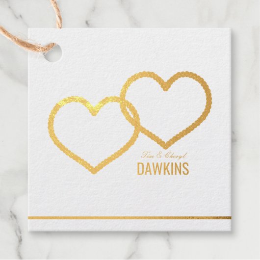 Real Gold Foil Linked Hearts Geschenkanhänger (Vorderseite)