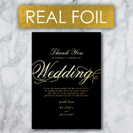Real Gold Foil Luxury Black Wedding Vielen Dank Folieneinladung
