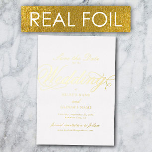 Real Gold Foil Luxury White Wedding Retten Sie das Folieneinladung
