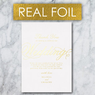 Real Gold Foil Luxury White Wedding Vielen Dank Folieneinladung