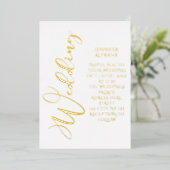 Real Gold Foil Modern White Elegante Folieneinladung (Stehend vorne)
