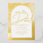 Real Gold Foil Moderne Hochzeit retten das Datum L Folieneinladung (Vorderseite)