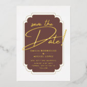 Real Gold Foil Moderne Hochzeit retten das Datum L Folieneinladung (Vorderseite)