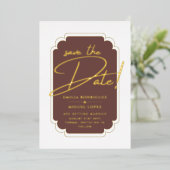 Real Gold Foil Moderne Hochzeit retten das Datum L Folieneinladung (Stehend vorne)