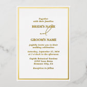 Real Gold Foil Moderne White & Gold Hochzeit Folieneinladung (Vorderseite)