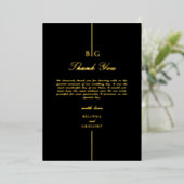 Real Gold Foil Monogram Black Wedding Vielen Dank Folieneinladung (Stehend vorne)