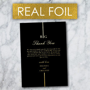 Real Gold Foil Monogram Black Wedding Vielen Dank Folieneinladung