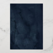 Real Gold Foil Navy Blumenwettbewerb Hochzeit Folieneinladung (Rückseite)