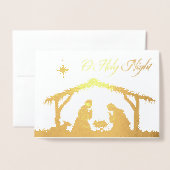 REAL Gold Foil O Holy Night Nativcard Folienkarte (Vorderseite mit Umschlag)