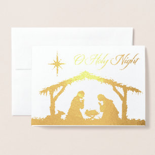 REAL Gold Foil O Holy Night Nativcard Folienkarte