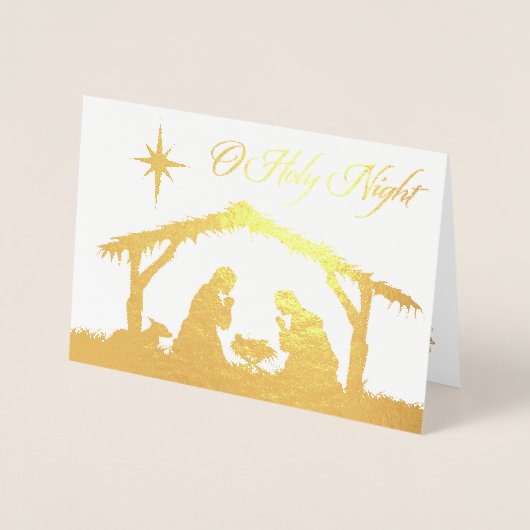 REAL Gold Foil O Holy Night Nativcard Folienkarte (Vorderseite)