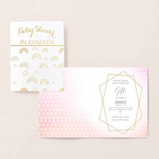 Real Gold Foil Rainbow Baby Girl Shower Segnungen Folienkarte (Anzeige)