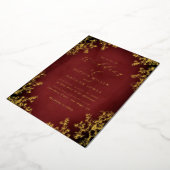 Real Gold Foil Red Floral Lace Script Hochzeit Folieneinladung (Gedreht)