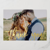 Real Gold Foil Script Foto Overlay Danke Karte (Vorderseite)