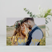 Real Gold Foil Script Foto Overlay Danke Karte (Stehend vorne)