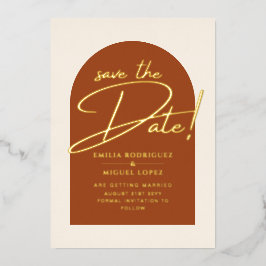 Real GOLD Foil Terracotta Save the Date Hochzeit Folieneinladung