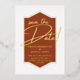 Real GOLD Foil Terracotta Save the Date Hochzeit Folieneinladung