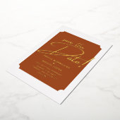 Real GOLD Foil Terracotta Save the Date Hochzeit Folieneinladung (Gedreht)