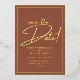 Real GOLD FOIL Terracotta Save the Date Hochzeit Folieneinladung