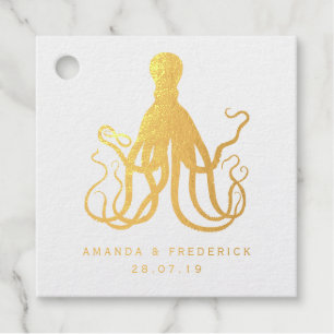 Real Gold Foil Vintager Oktopus Geschenkanhänger