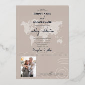 Real Gold Foil Wedding Passport Compass Wedding Folieneinladung (Rückseite)
