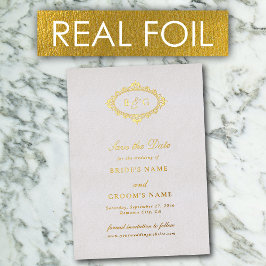 Real Gold Foil Wreath White Wedding retten das Dat Folieneinladung