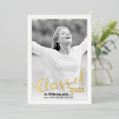 Real-Gold-Folie-Klasse des 2023-Script-Fotos Folieneinladung (Stehend vorne)