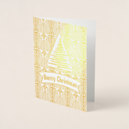 Real Gold Great Gatsby Art Deco Frohe Weihnachten Folienkarte