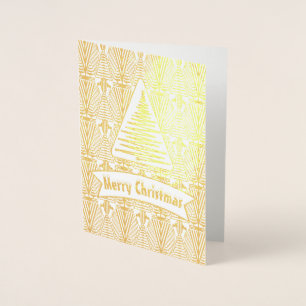Real Gold Great Gatsby Art Deco Frohe Weihnachten Folienkarte