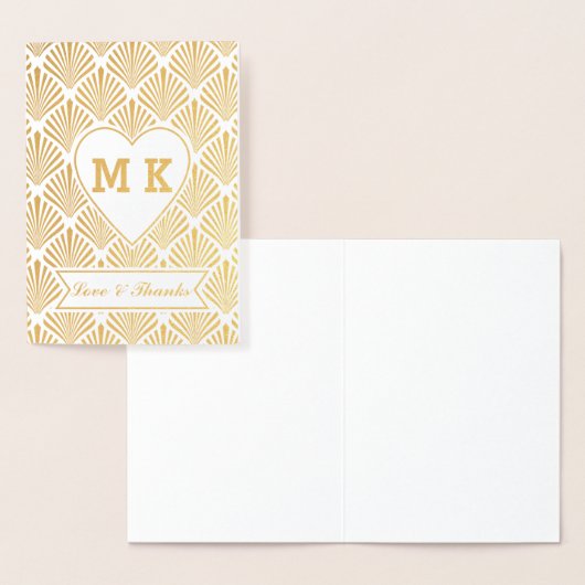 Real Gold Great Gatsby Art Deco Herz Monogram Folienkarte (Anzeige)