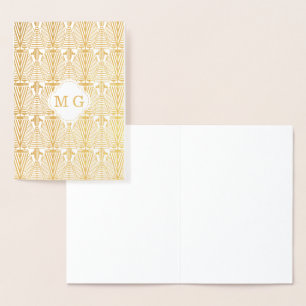 Real Gold Great Gatsby Art Deco Monogram Folienkarte