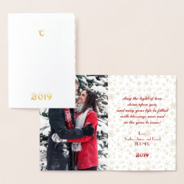 Real Gold Happy New Year Foto Folienkarte