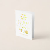 Real Gold Happy New Year Typografy Snowflake Folienkarte (Vorderseite)