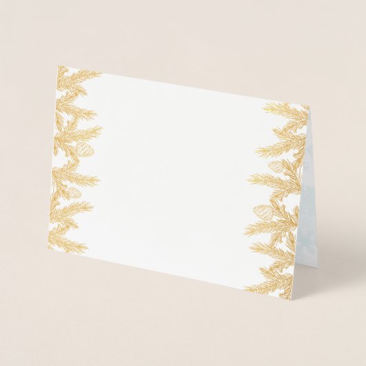 Real Gold JOYEUX NOËL Typografie Pine Snowflakes Folienkarte (Vorderseite)