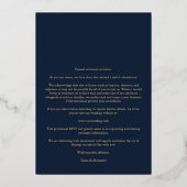 Real Gold Modern Collage in Navy Blue Fancy Script Folieneinladung (Rückseite)