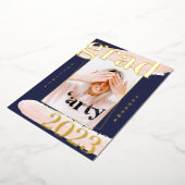 Real Gold Pink Blue Watercolor Foto Abschluss Folieneinladung (Gedreht)