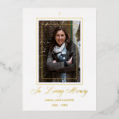 Real Gold White Traditional Elegant Photo Funeral Folieneinladung (Vorderseite)