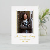 Real Gold White Traditional Elegant Photo Funeral Folieneinladung (Stehend vorne)