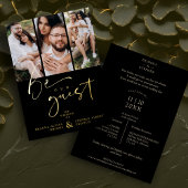 Real Golden Be our Guest Collage Wedding 3 Photos Folieneinladung