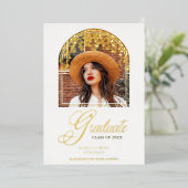 Real Golden Graduation Fancy Arch Effect Wisteria Folieneinladung (Stehend vorne)