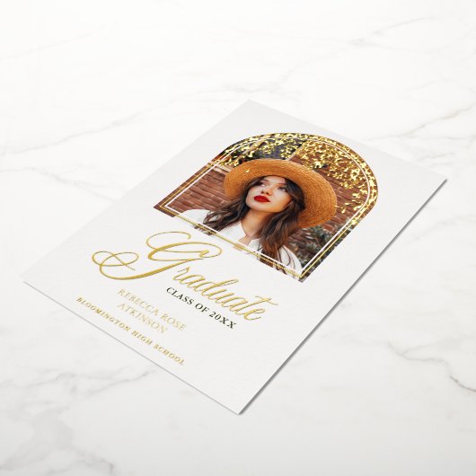 Real Golden Graduation Fancy Arch Effect Wisteria Folieneinladung (Gedreht)