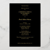 Real Golden In Loving Memory BW Photo Funeral Folieneinladung (Rückseite)