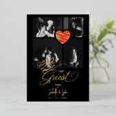 Real Golden Luxury Red Heart 4 photos Trendy Folieneinladung (Stehend vorne)