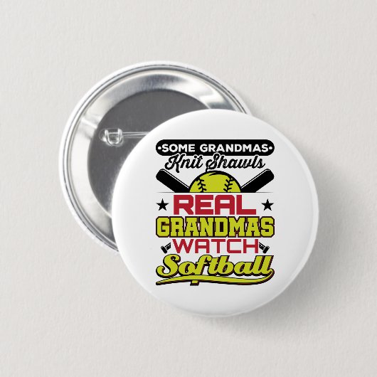 Real Grandmas sehen Softball Großmutter Button (Vorne & Hinten)