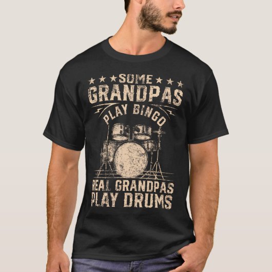 Real Grandpa Play Drums Funny Drummer Grandpa Perc T-Shirt (Vorderseite)