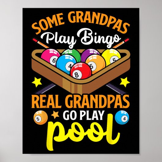 Real Grandpas Funny Pool Player Billiard Billiard Poster (Vorne)