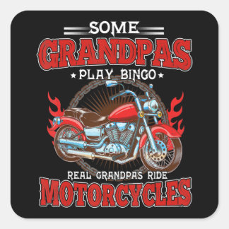 Real Grandpas Ride Motorräder Motorrad Lover Quadratischer Aufkleber