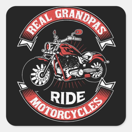 Real Grandpas Ride Motorräder Quadratischer Aufkleber (Vorderseite)