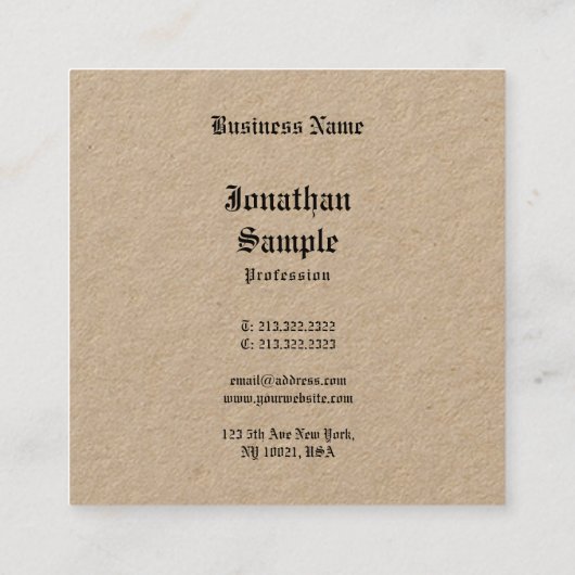 Real Kraft Classic Nostalgie Look Old English Schr Quadratische Visitenkarte (Rückseite)