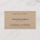 Real Kraft Paper Elegant Modernes Minimalistisches Visitenkarte (Rückseite)